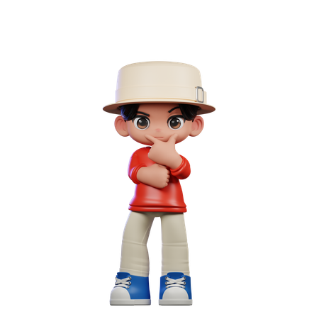 Cute Boy Giving Curious Pose  3D Illustration