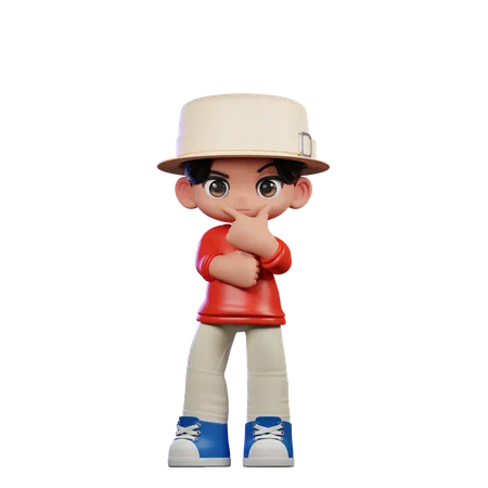 Cute Boy Giving Curious Pose  3D Illustration