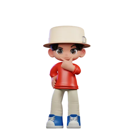 Cute Boy Giving Curious Pose  3D Illustration