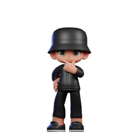 Cute Boy Giving Curious Pose  3D Illustration