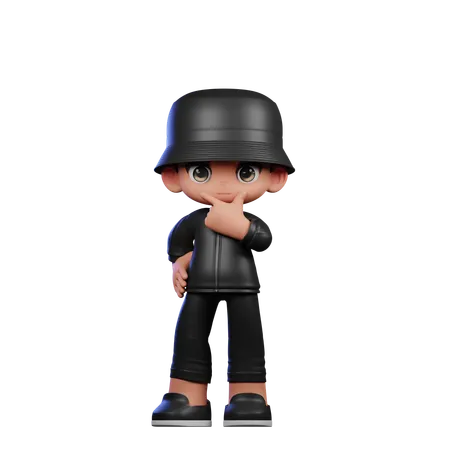 Cute Boy Giving Curious Pose  3D Illustration