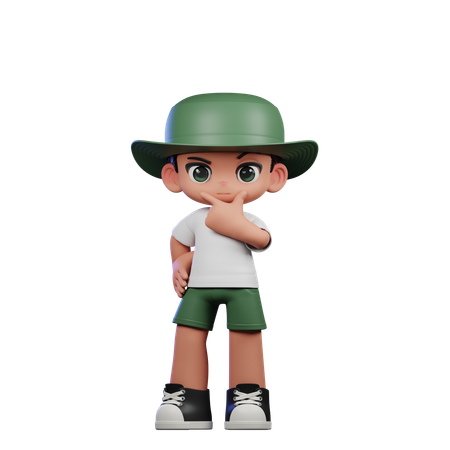 Cute Boy Giving Curious Pose  3D Illustration