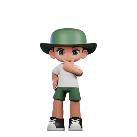 Cute Boy Giving Curious Pose  3D Illustration