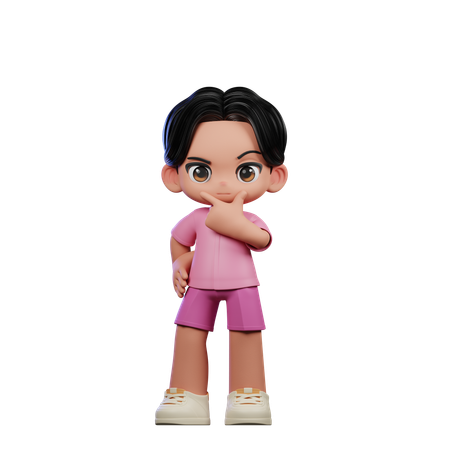 Cute Boy Giving Curious Pose  3D Illustration