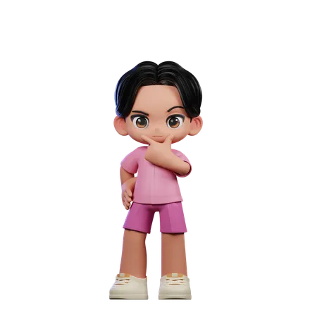 Cute Boy Giving Curious Pose  3D Illustration