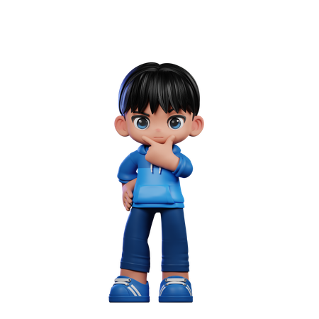 Cute Boy Giving Curious Pose  3D Illustration