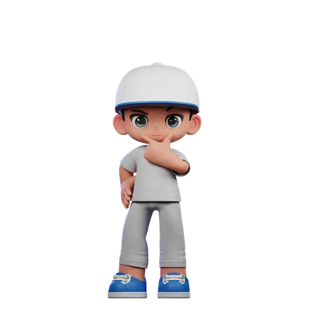 Cute Boy Giving Curious Pose  3D Illustration