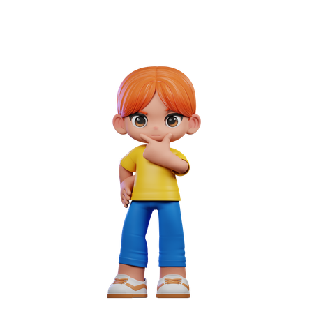 Cute Boy Giving Curious Pose  3D Illustration