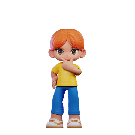 Cute Boy Giving Curious Pose  3D Illustration