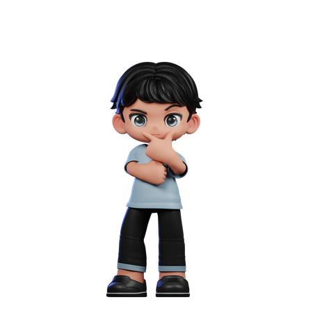 Cute Boy Giving Curious Pose  3D Illustration