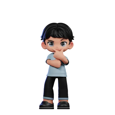 Cute Boy Giving Curious Pose  3D Illustration