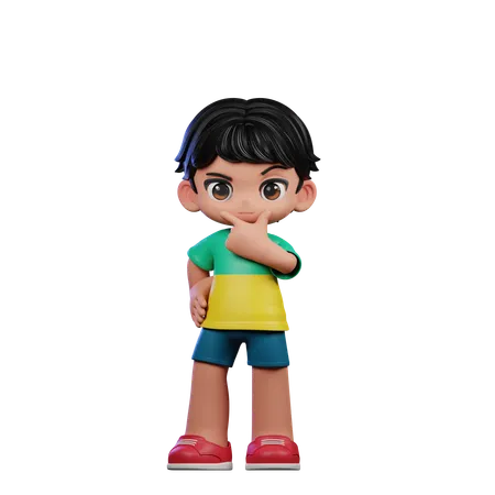 Cute Boy Giving Curious Pose  3D Illustration