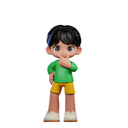 Cute Boy Giving Curious Pose  3D Illustration