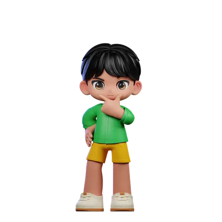 Cute Boy Giving Curious Pose  3D Illustration