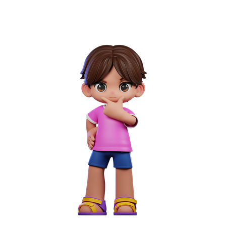 Cute Boy Giving Curious Pose  3D Illustration