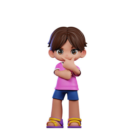 Cute Boy Giving Curious Pose  3D Illustration