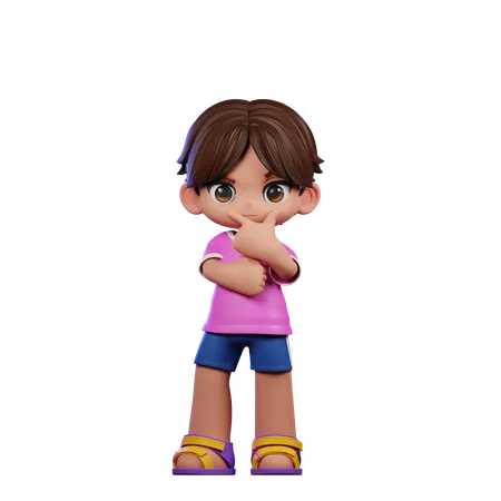 Cute Boy Giving Curious Pose  3D Illustration