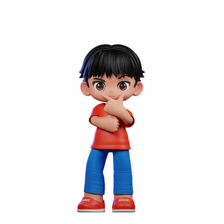 Cute Boy Giving Curious Pose  3D Illustration