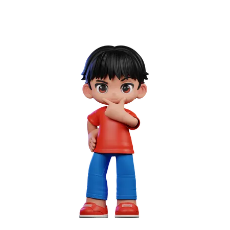 Cute Boy Giving Curious Pose  3D Illustration