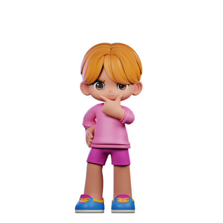 Cute Boy Giving Curious Pose  3D Illustration