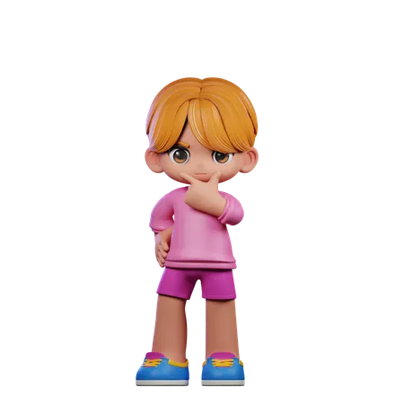 Cute Boy Giving Curious Pose  3D Illustration