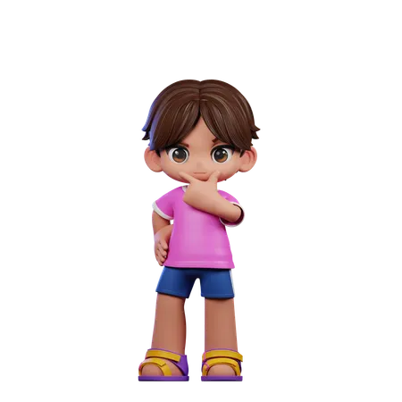 Cute Boy Giving Curious Pose  3D Illustration