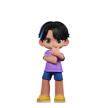 Cute Boy Giving Curious Pose  3D Illustration