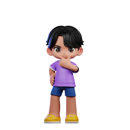 Cute Boy Giving Curious Pose  3D Illustration