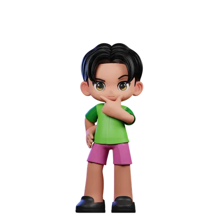 Cute Boy Giving Curious Pose  3D Illustration