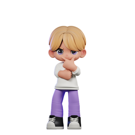 Cute Boy Giving Curious Pose  3D Illustration