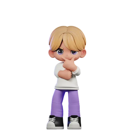 Cute Boy Giving Curious Pose  3D Illustration