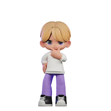 Cute Boy Giving Curious Pose  3D Illustration