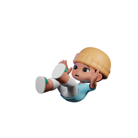 Cute Boy Giving Falling Pose  3D Icon