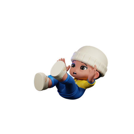 Cute Boy Giving Falling Pose  3D Icon
