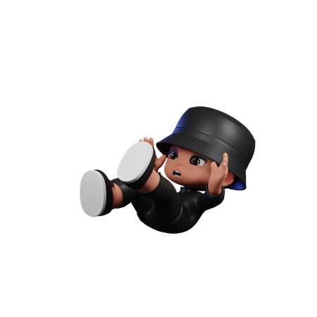 Cute Boy Giving Falling Pose  3D Icon