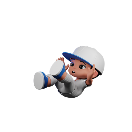 Cute Boy Giving Falling Pose  3D Icon