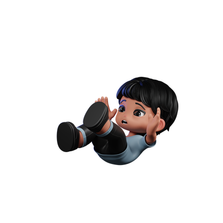 Cute Boy Giving Falling Pose  3D Icon