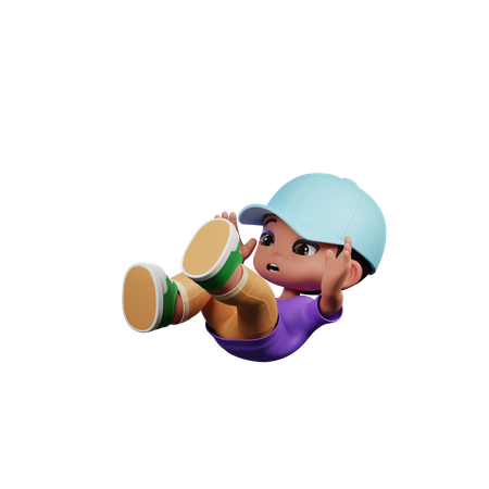 Cute Boy Giving Falling Pose  3D Icon