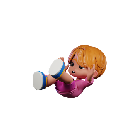 Cute Boy Giving Falling Pose  3D Icon