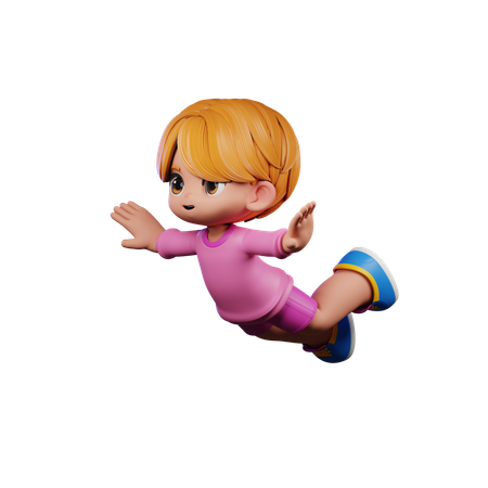 Cute Boy Giving Falling Pose  3D Icon