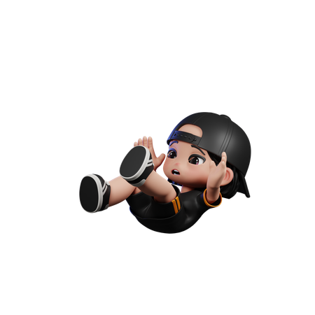 Cute Boy Giving Falling Pose  3D Icon