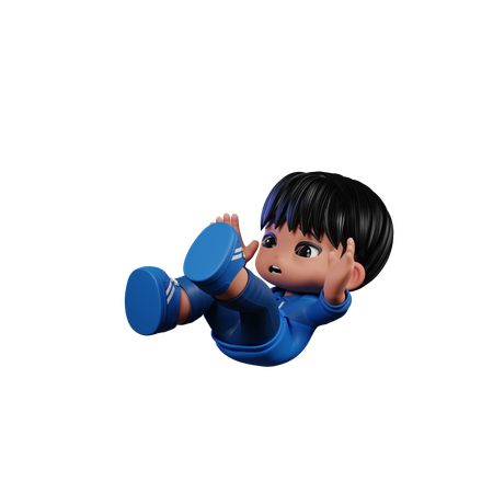 Cute Boy Giving Falling Pose  3D Illustration