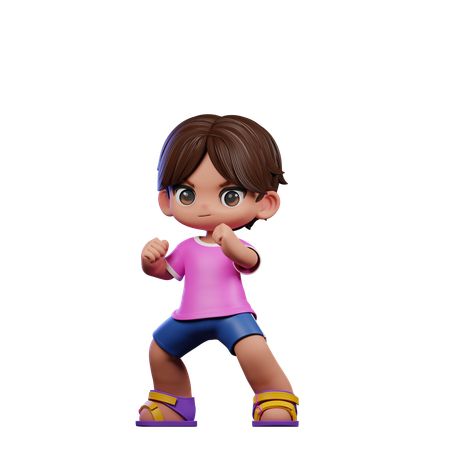 Cute Boy Giving Fightingpose  3D Illustration