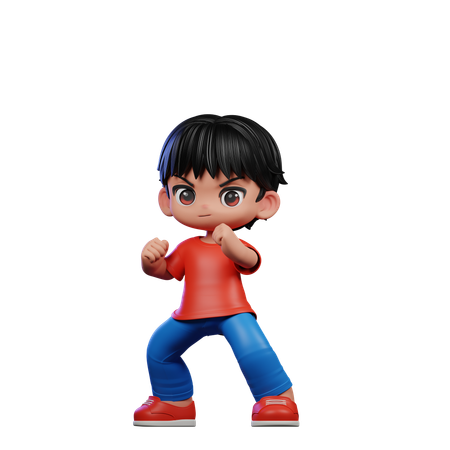 Cute Boy Giving Fightingpose  3D Illustration