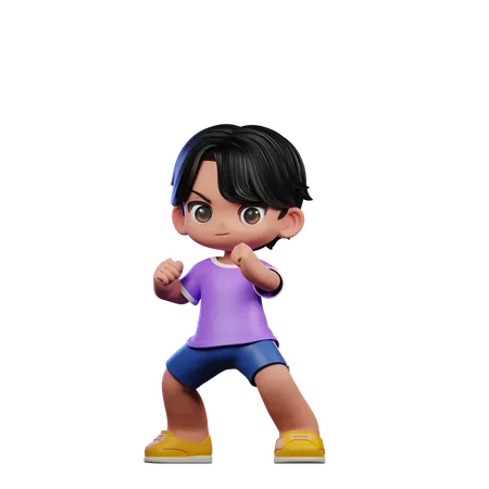 Cute Boy Giving Fightingpose  3D Illustration