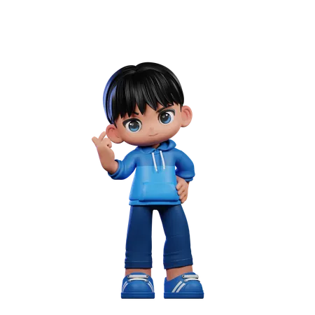 Cute Boy Giving Giving Love Sign Pose  3D Illustration
