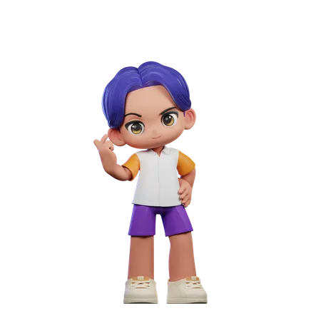 Cute Boy Giving Giving Love Sign Pose  3D Illustration