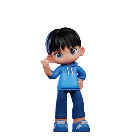 Cute Boy Giving Giving Love Sign Pose  3D Icon