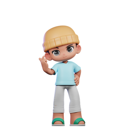 Cute Boy Giving Giving Love Sign Pose  3D Icon