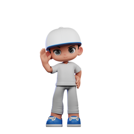 Cute Boy Giving Greeting Pose  3D Illustration